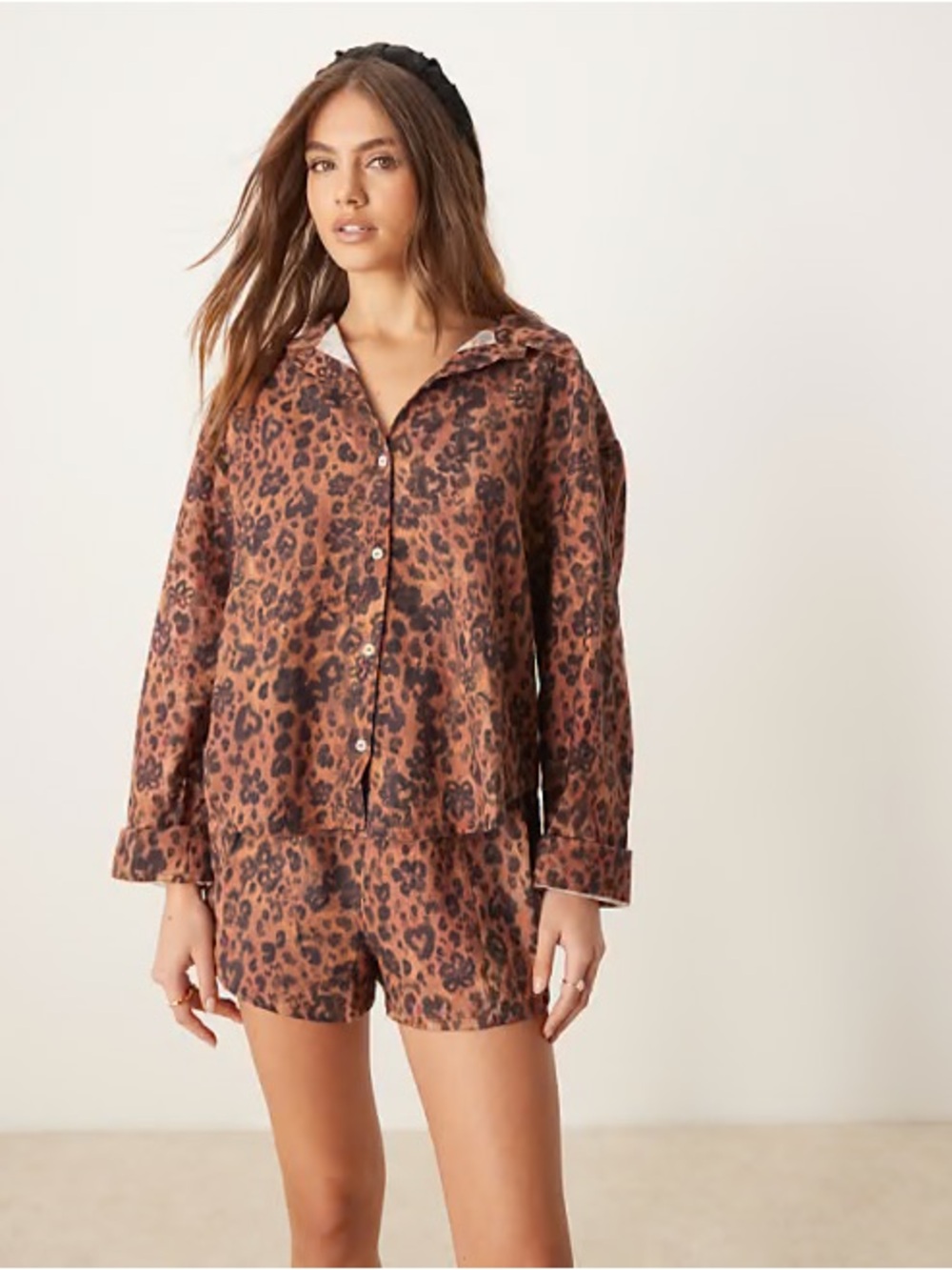 Free People • Early Morning Sleep Set in Leopard Print Brown Combo